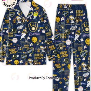 Milwaukee Brewers This Is My Crew Smiley Face Dog Model Pajamas Set