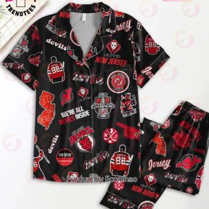 New Jersey Hockey Stanley Cup Champions Devils Black Pajamas Set