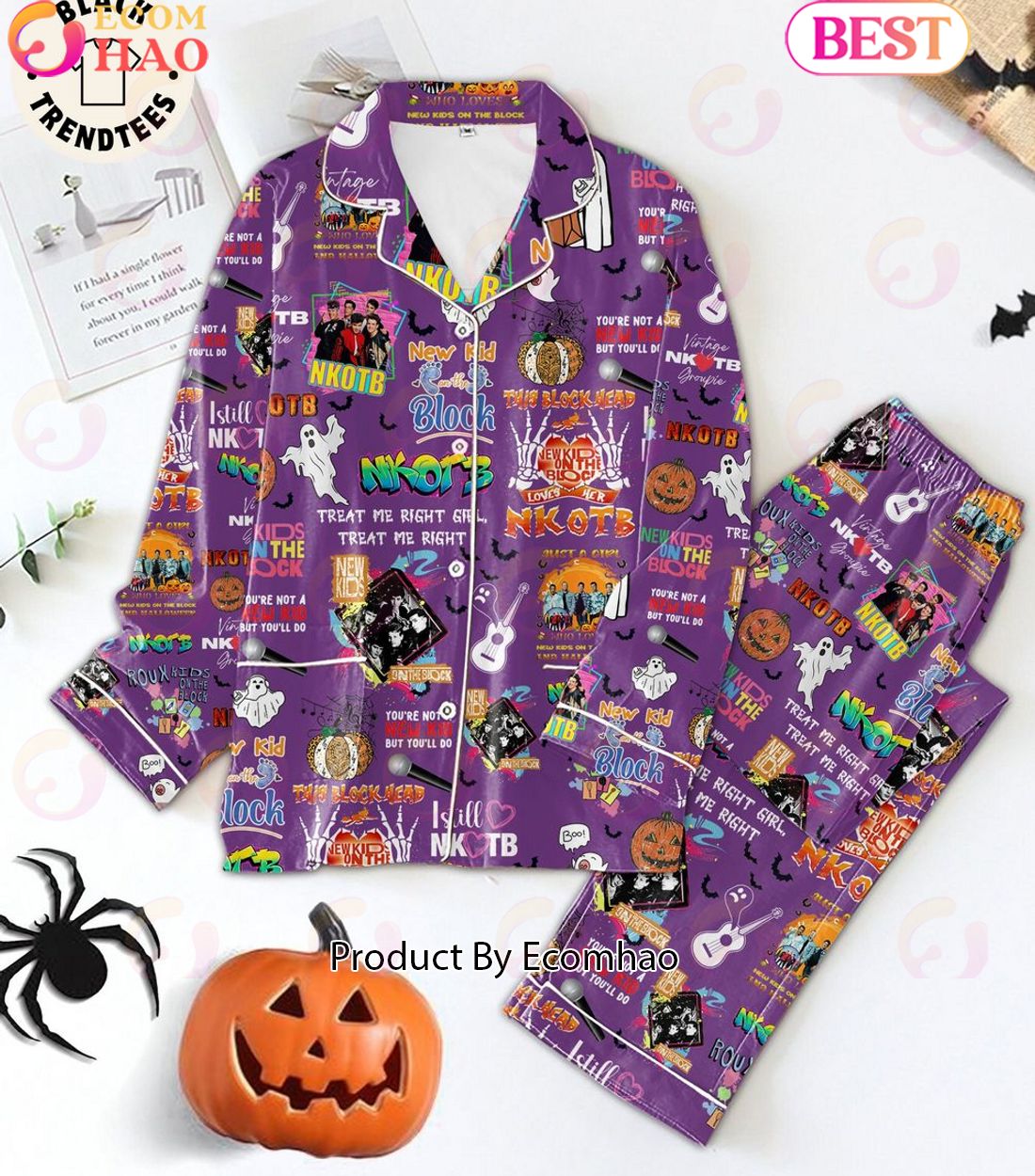 New Kid On The Block Band Halloween Design Pajamas Set