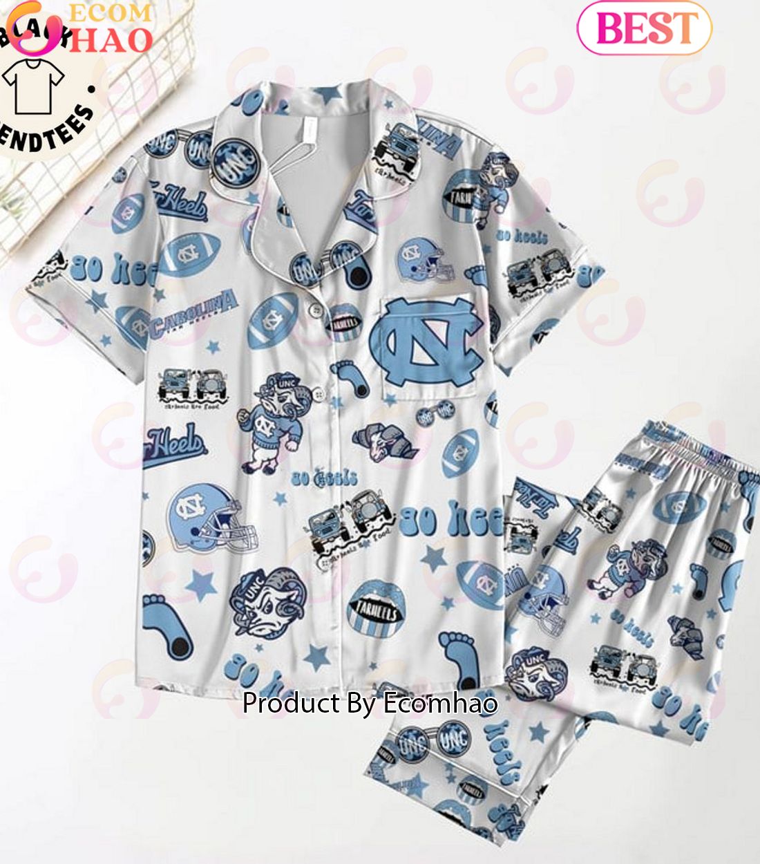 North Carolina Tar Heels men’s Basketball Mascot Logo Design Pajamas Set