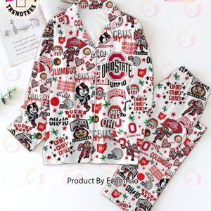 Ohio State Cbus Heart Eyes Roll Bucks Baby Mascot Design White Pajamas Set