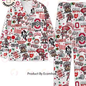 Ohio State Cbus Heart Eyes Roll Bucks Baby Mascot Design White Pajamas Set