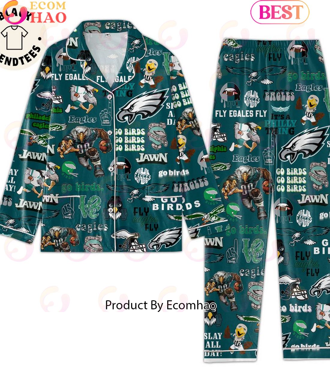 Philadelphia Eagles Football Mascot Design Pajamas Set