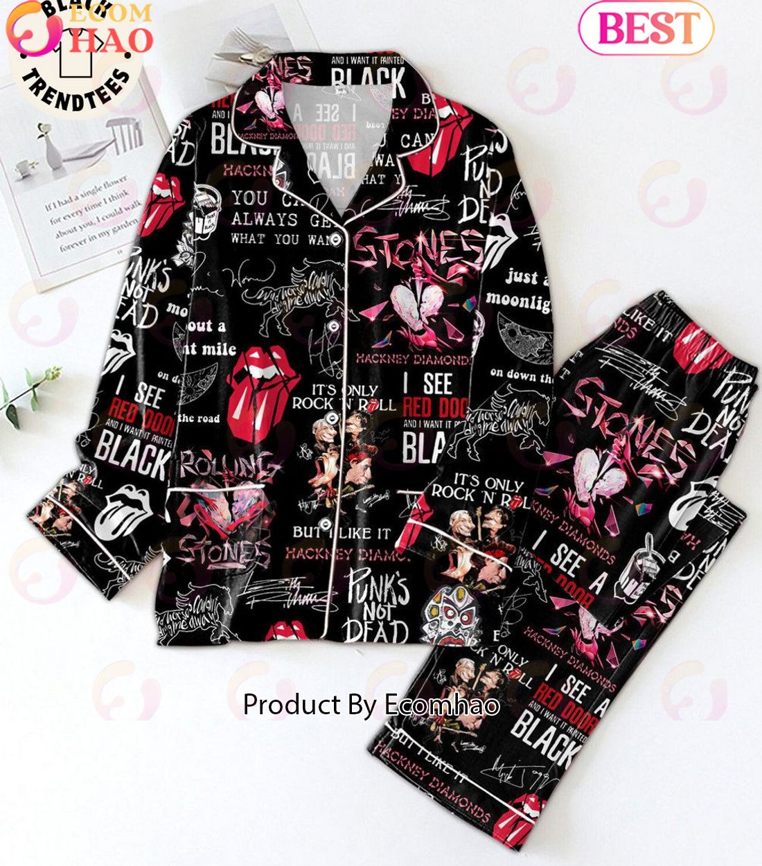 Stontes I See Red Dog And I Want It Painted Black Design Pajamas Set