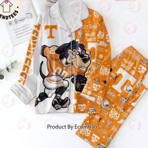 Tennessee Orange White Rocky Top Mascot Design Pajamas Set Tennessee Orange White Rocky Top Mascot Design Pajamas Set