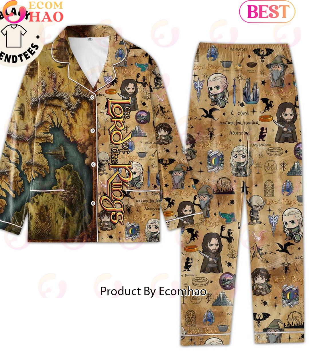 The Lord Of The Rings Fantasy Adventure Movie Chibi Design Pajamas Set