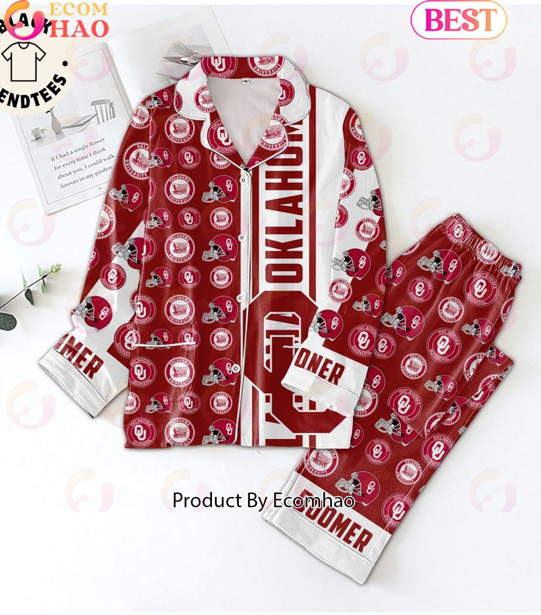 The University Of Oklahoma Boomer Logo Design Pajamas Set