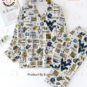 West Virgini Button Down Country Roads White Pajamas Set