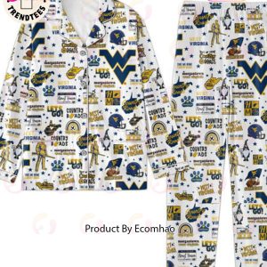 West Virgini Button Down Country Roads White Pajamas Set