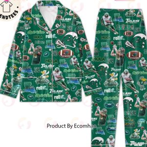 Tulane Green Wave Football Baseball Design Pajamas Set Tulane Green Wave Football Baseball Design Pajamas Set
