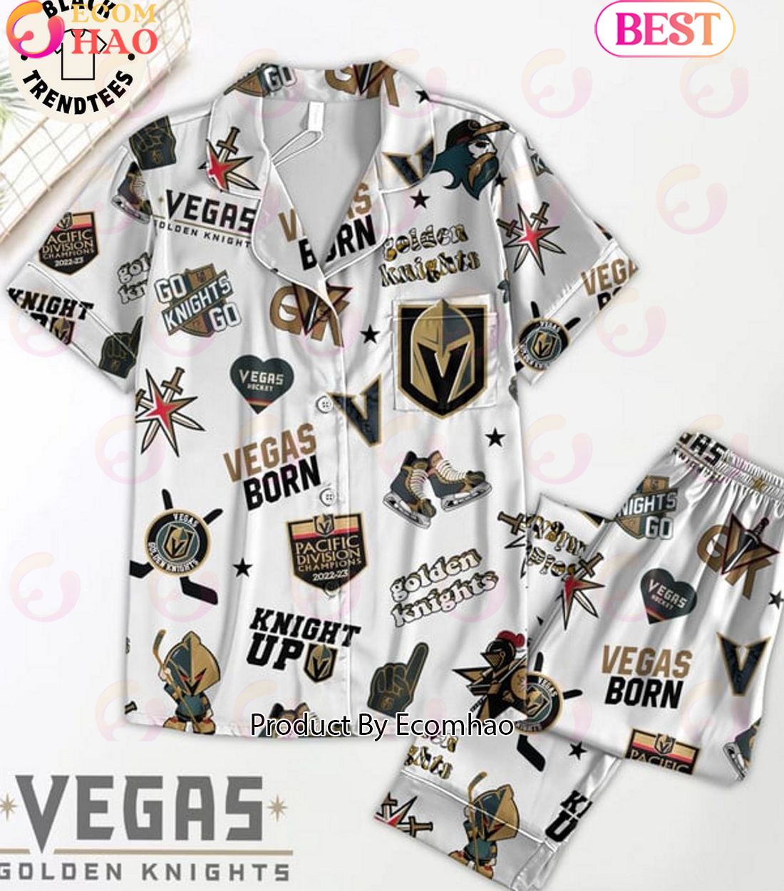 Vegas Born Knight Up Golden Knights Pajamas Set