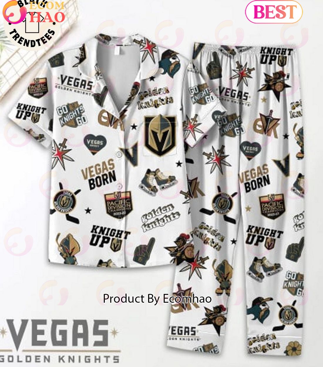 Vegas Born Knight Up Golden Knights Pajamas Set