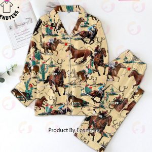 Western Cowboy Riding Horse In The Desert Pajamas Set