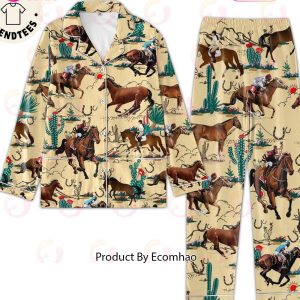 Western Cowboy Riding Horse In The Desert Pajamas Set