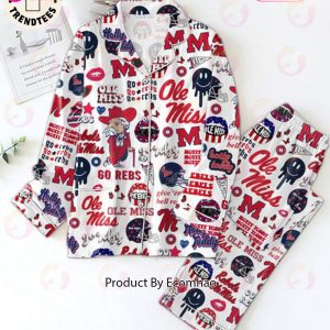 Ole Miss Hotty Toddy Rebels Go Rebs White Pajamas Set