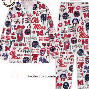 Ole Miss Hotty Toddy Rebels Go Rebs White Pajamas Set