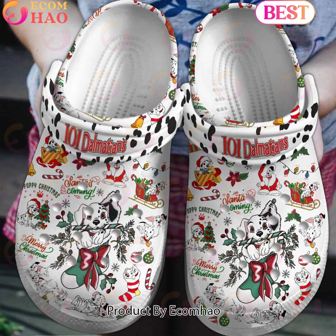 101 Dalmatians Santa Coming Merry Christmas Crocs