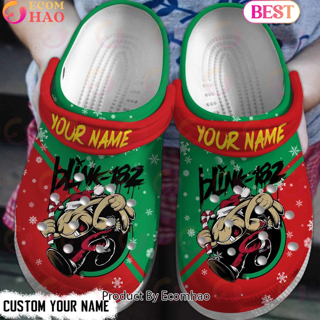 Custom Name Blink-182 Christmas Crocs