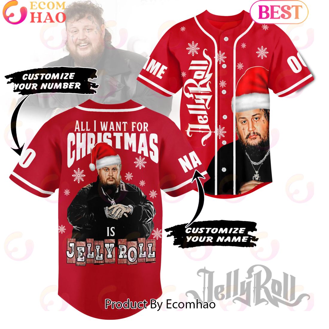 All I Want For Christmas Is Jelly Roll Personalized Baseball Jersey