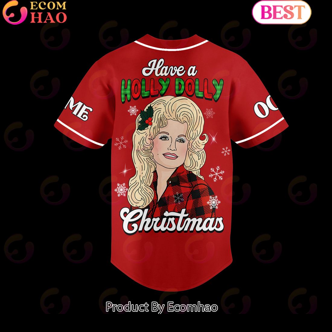 Dolly Parton Have A Holly Dolly Christmas Personalized Baseball Jersey