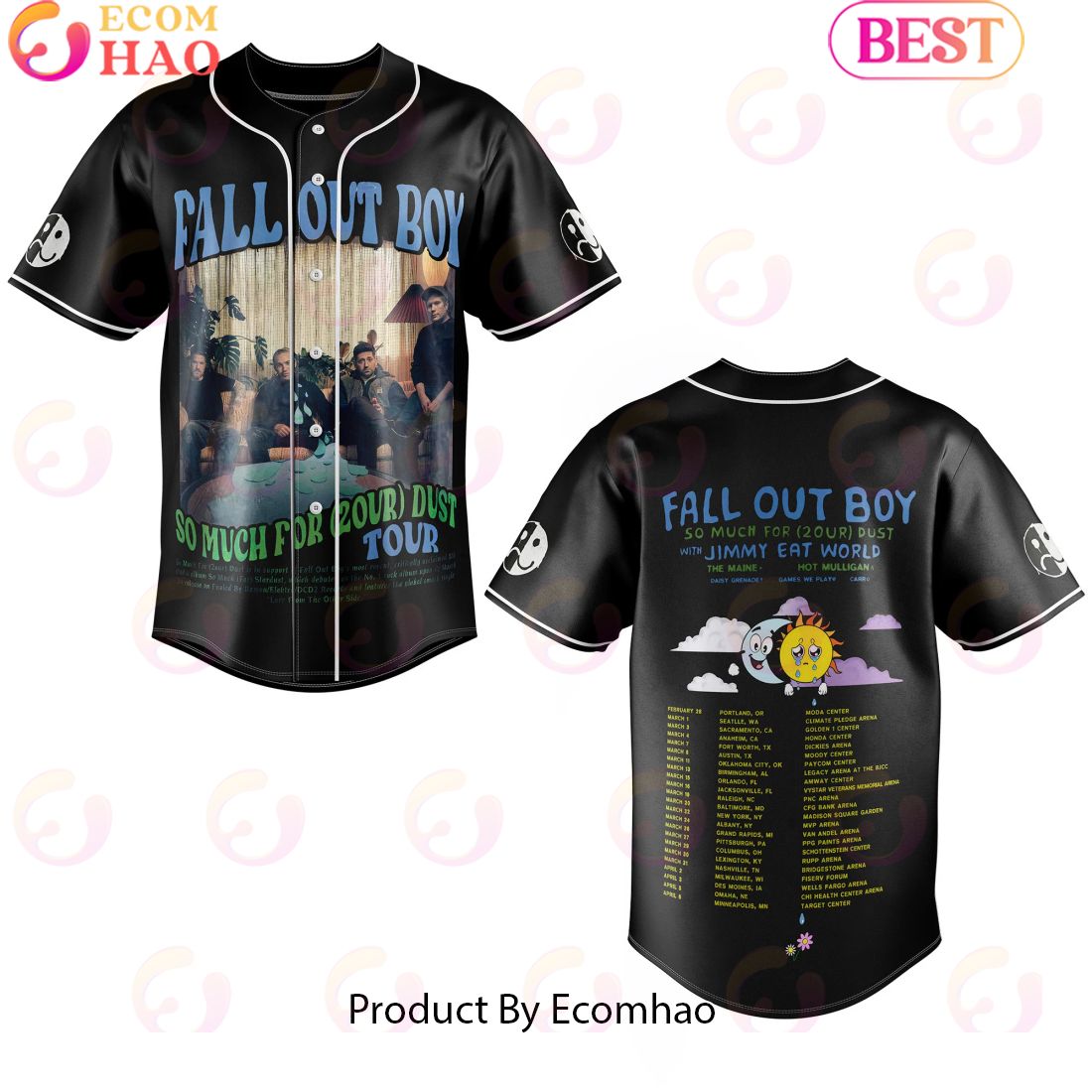 Fall Out Boy So Much For  2our  Dust Tour With Jimmy Eat World Baseball Jersey