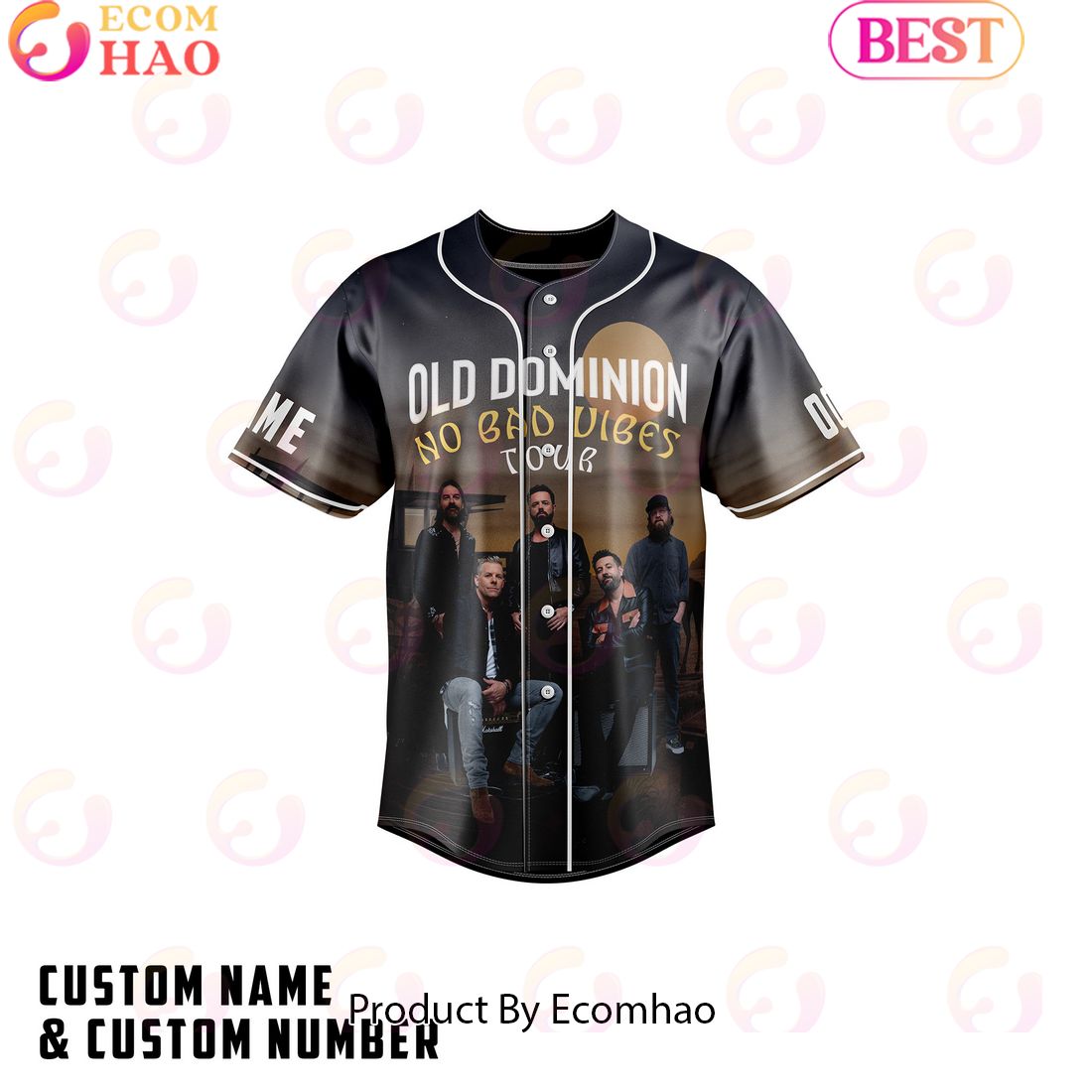 Memory Land Old Dominion No Bad Vibes Tour Personalized Baseball Jersey