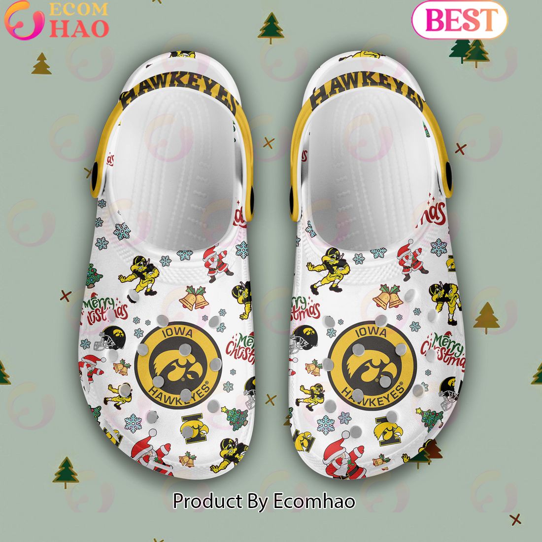 NCAA Iowa Hawkeyes Merry Christmas Crocs