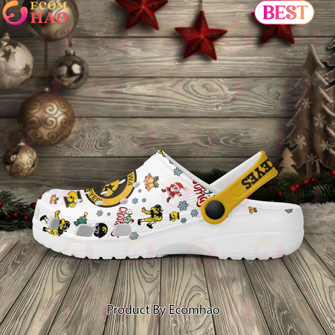 NCAA Iowa Hawkeyes Merry Christmas Crocs