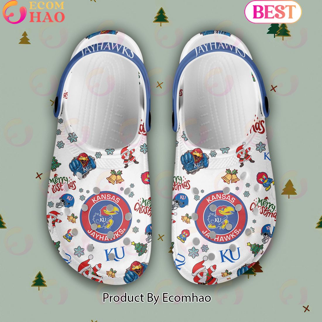 NCAA Kansas Jayhawks Merry Christmas Crocs