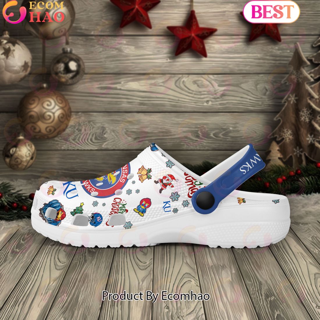 NCAA Kansas Jayhawks Merry Christmas Crocs