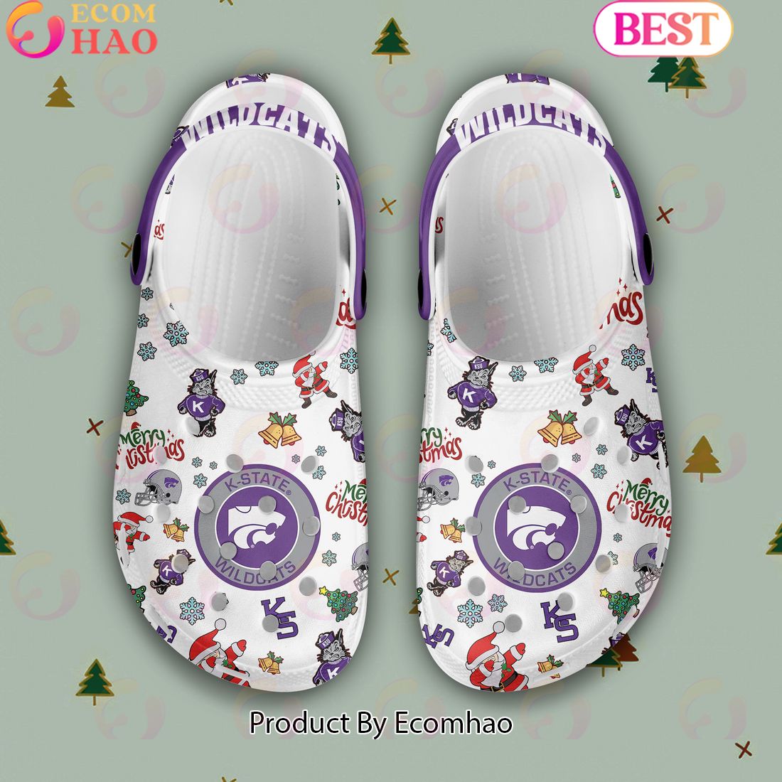 NCAA Kansas State Wildcats Merry Christmas Crocs