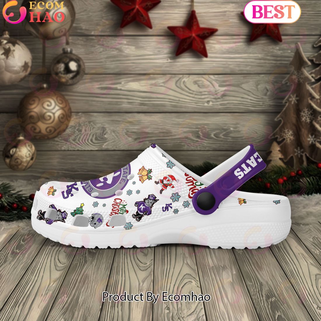 NCAA Kansas State Wildcats Merry Christmas Crocs