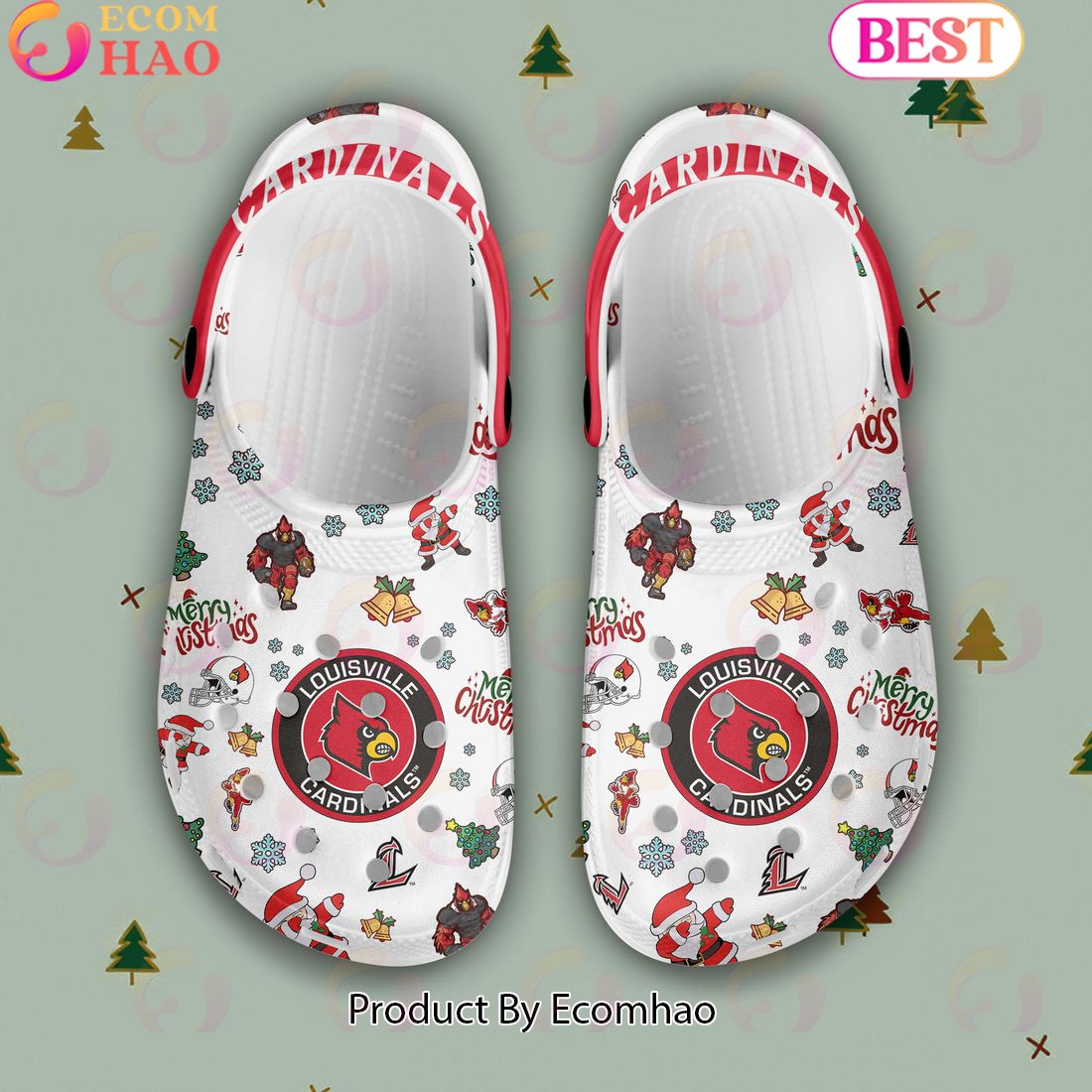 NCAA Louisville Cardinals Merry Christmas Crocs