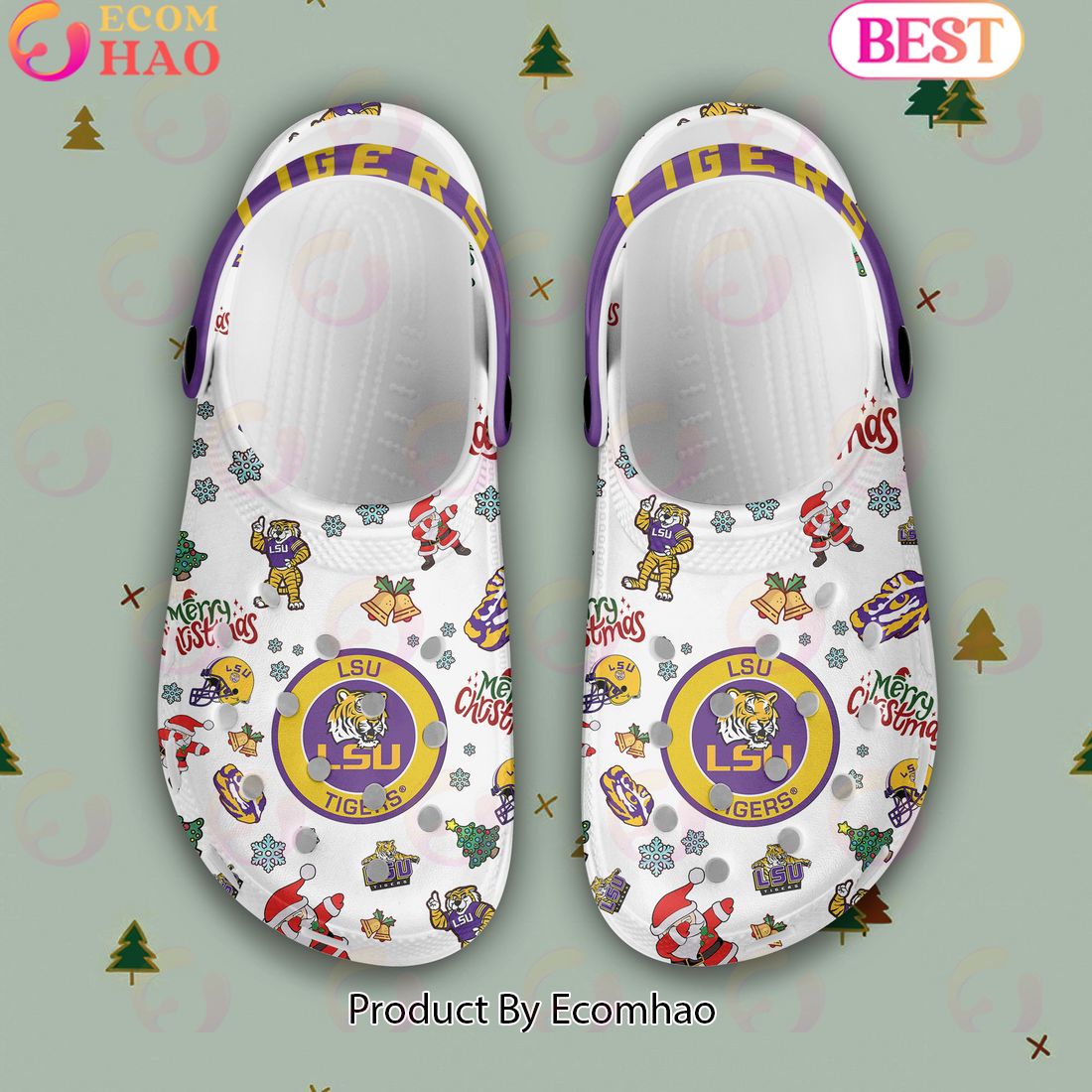 NCAA LSU Tigers Merry Christmas Crocs