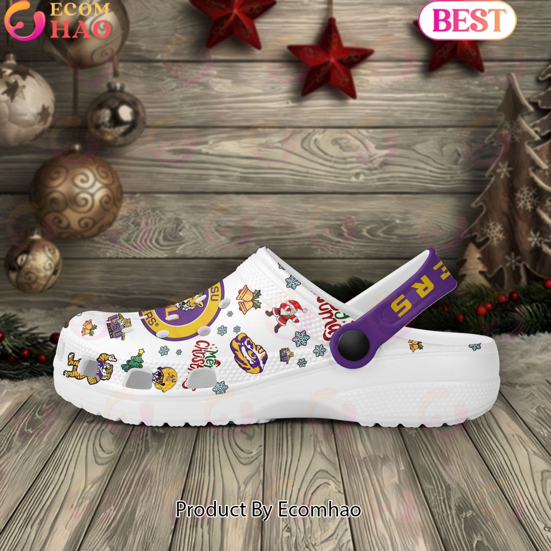 NCAA LSU Tigers Merry Christmas Crocs