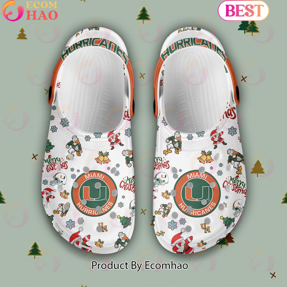 NCAA Miami Hurricanes Merry Christmas Crocs