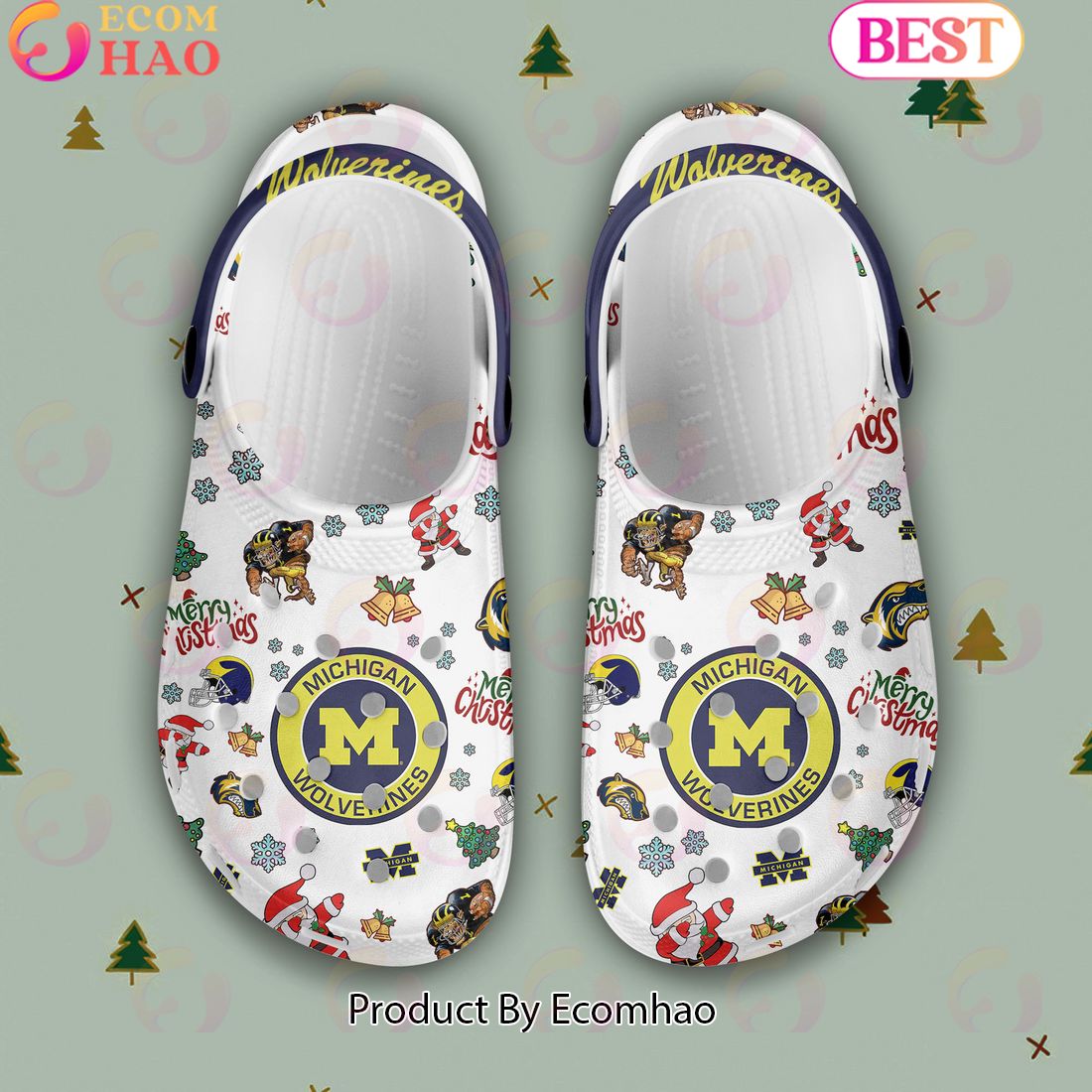 NCAA Michigan Wolverines Merry Christmas Crocs