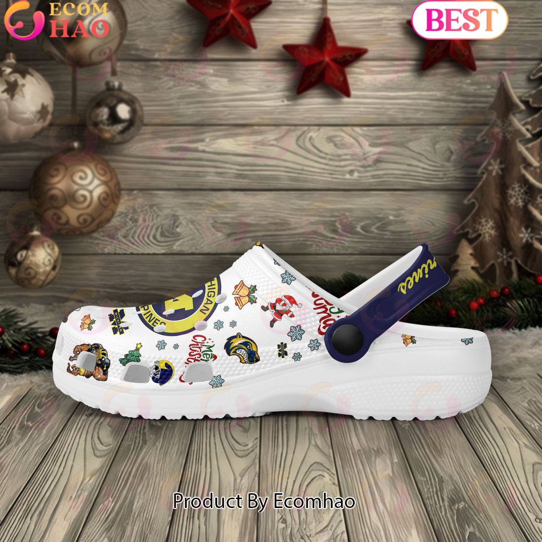 NCAA Michigan Wolverines Merry Christmas Crocs