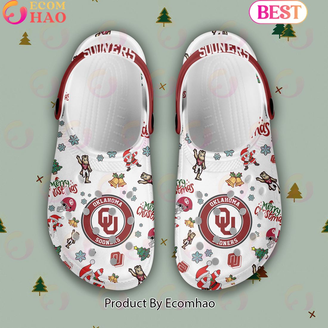 NCAA Oklahoma Sooners Merry Christmas Crocs