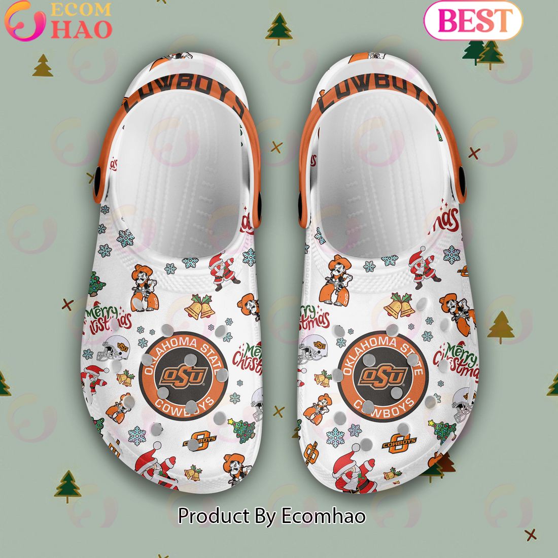 NCAA Oklahoma State Cowboys Merry Christmas Crocs