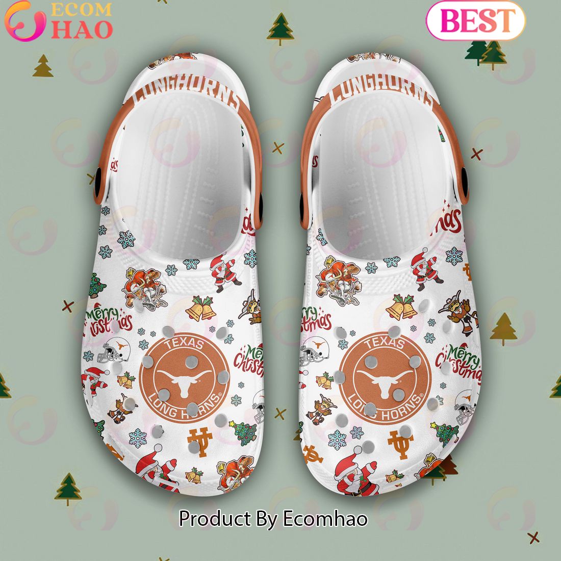 NCAA Texas Longhorns Merry Christmas Crocs