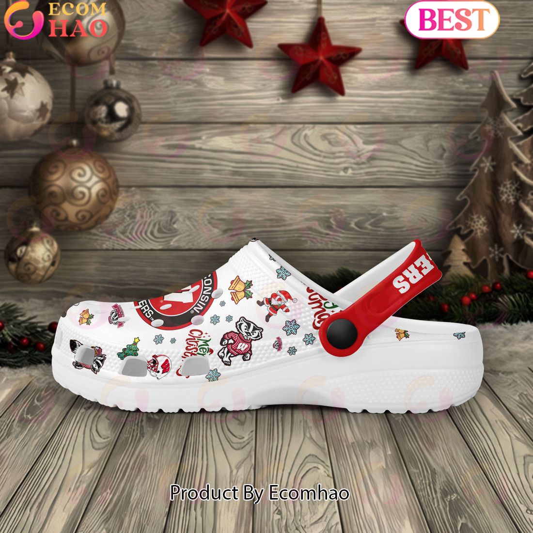 NCAA Wisconsin Badgers Merry Christmas Crocs