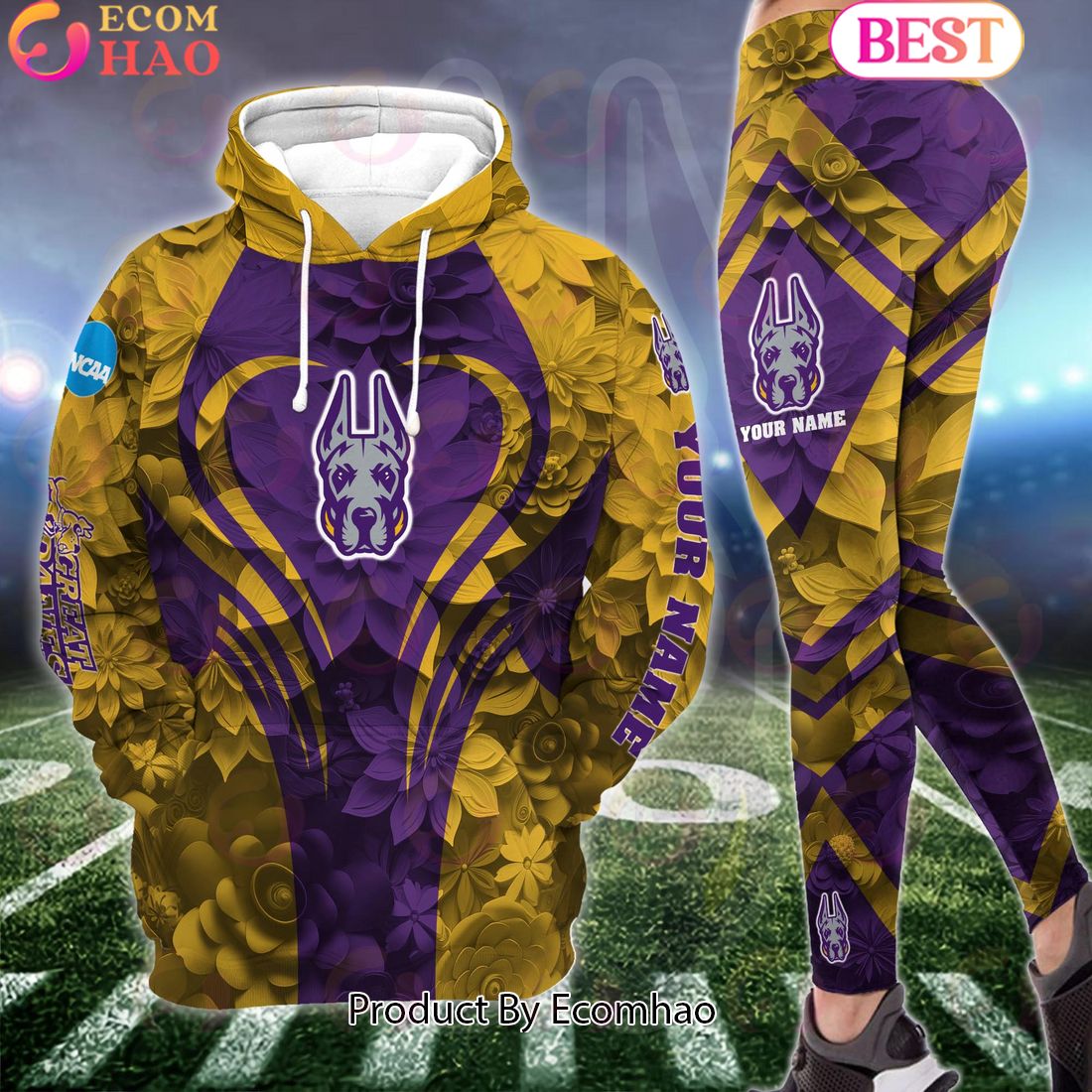 NCAA Albany Great Danes Hoodie And Leggings Custom Your Name, Football Team Clothings, Gift For Football Lovers