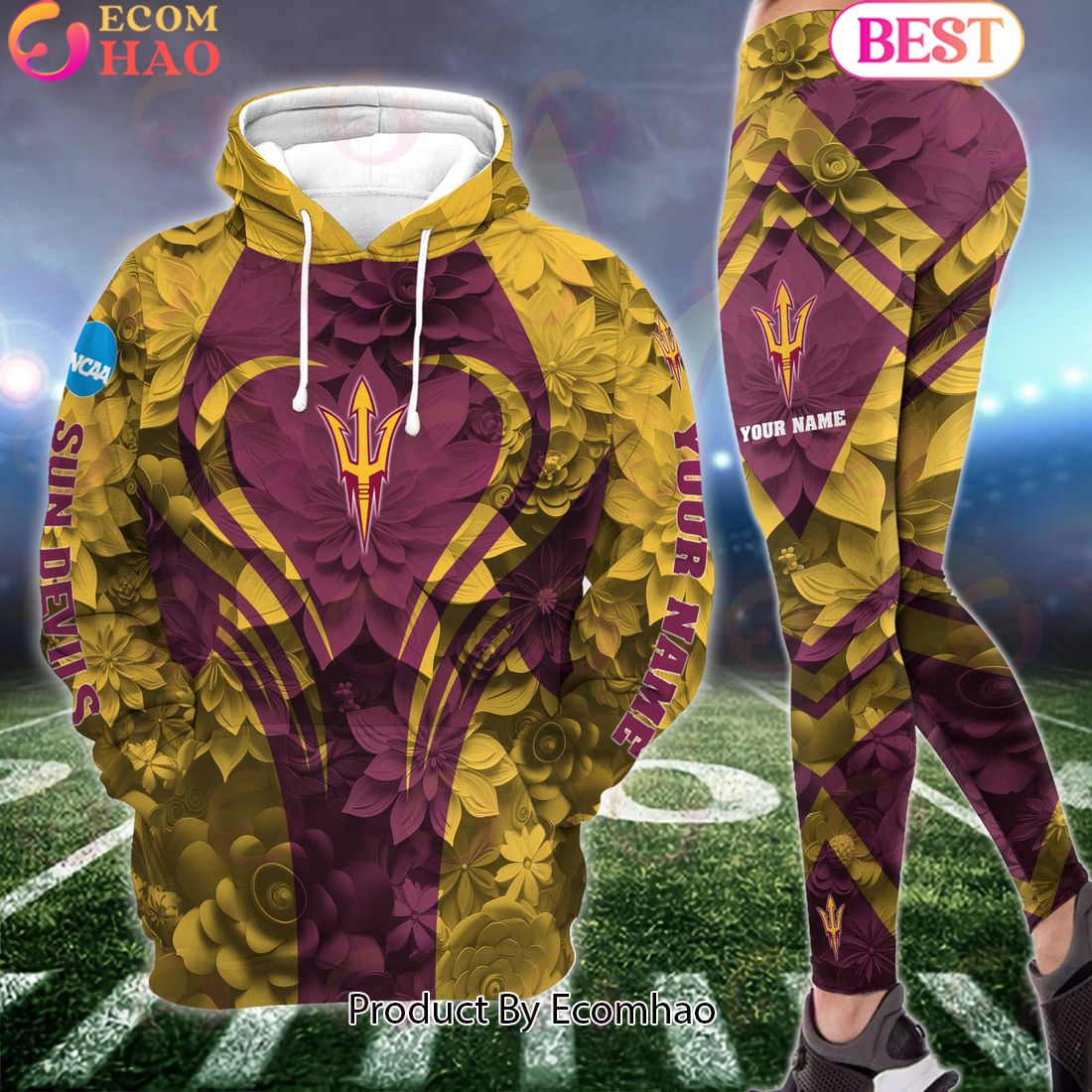 NCAA Arizona State Sun Devils Hoodie And Leggings Custom Your Name, Football Team Clothings, Gift For Football Lovers