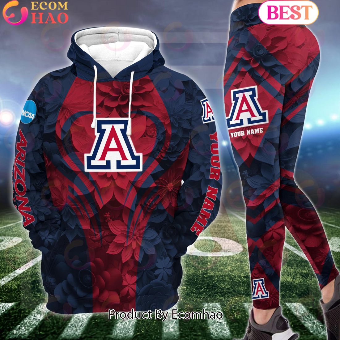 NCAA Arizona Wildcats Hoodie And Leggings Custom Your Name, Football Team Clothings, Gift For Football Lovers