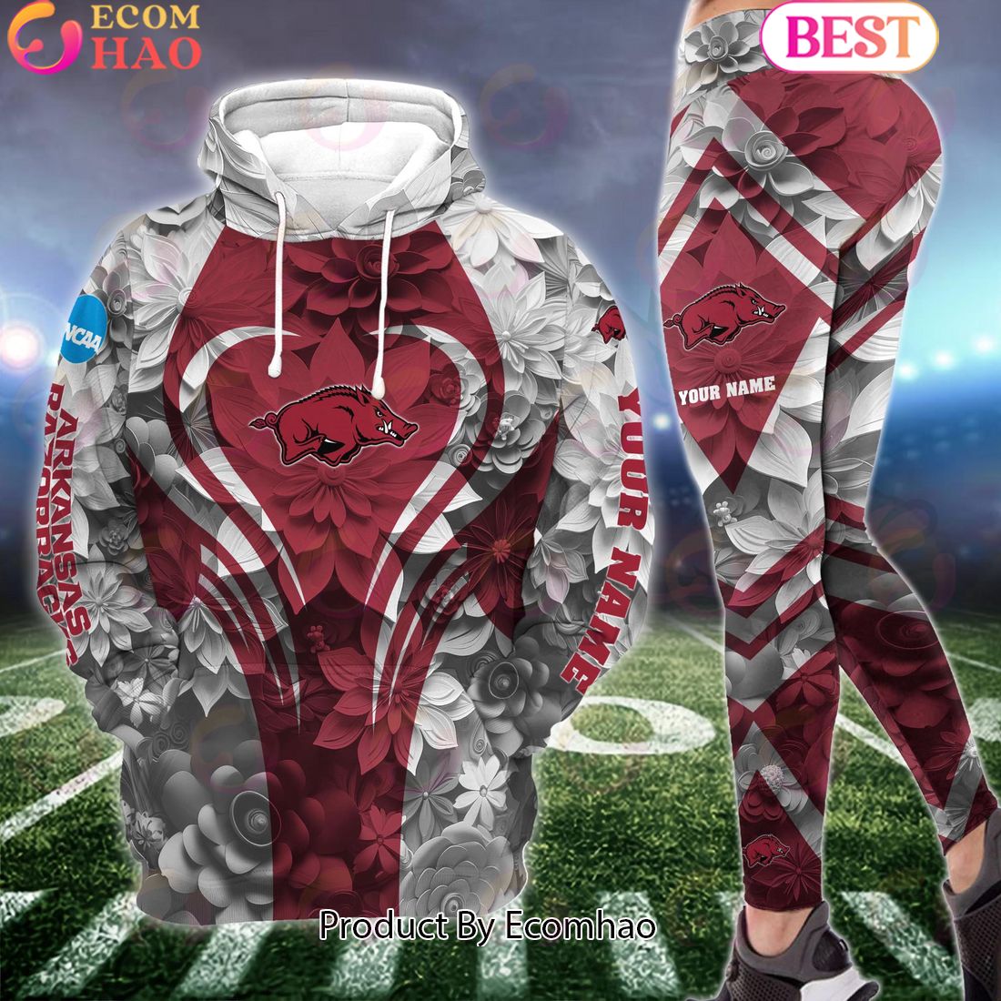 NCAA Arkansas Razorbacks Hoodie And Leggings Custom Your Name, Football Team Clothings, Gift For Football Lovers