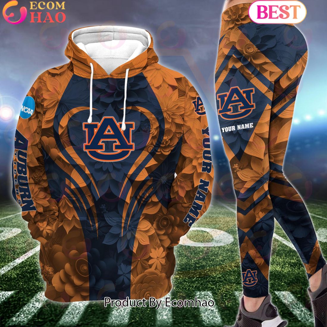 NCAA Auburn Tigers Hoodie And Leggings Custom Your Name, Football Team Clothings, Gift For Football Lovers