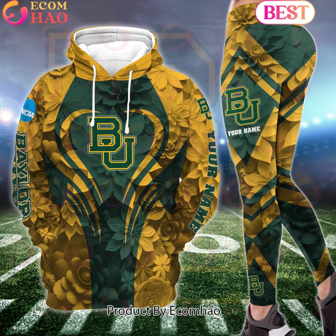 NCAA Baylor Bears Hoodie And Leggings Custom Your Name, Football Team Clothings, Gift For Football Lovers