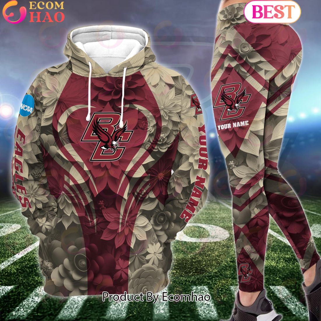 NCAA Boston College Eagles Hoodie And Leggings Custom Your Name, Football Team Clothings, Gift For Football Lovers