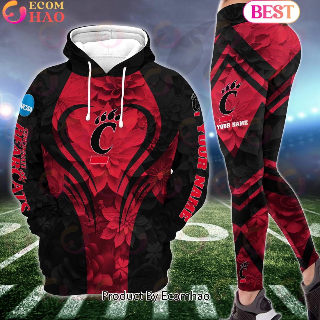 NCAA Cincinnati Bearcats Hoodie And Leggings Custom Your Name, Football Team Clothings, Gift For Football Lovers